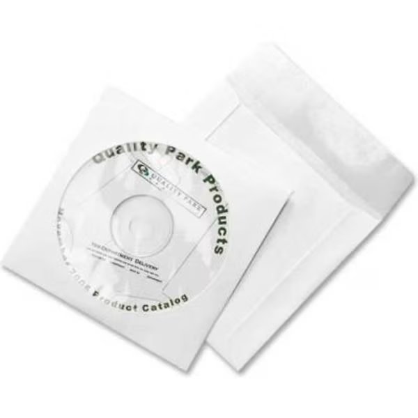 Quality Park CD/DVD Sleeves, , Moisture/Tear Resistant, 4-7/8in X 5in, 100/Pk, White, Quality Park, Mfr#: 77203